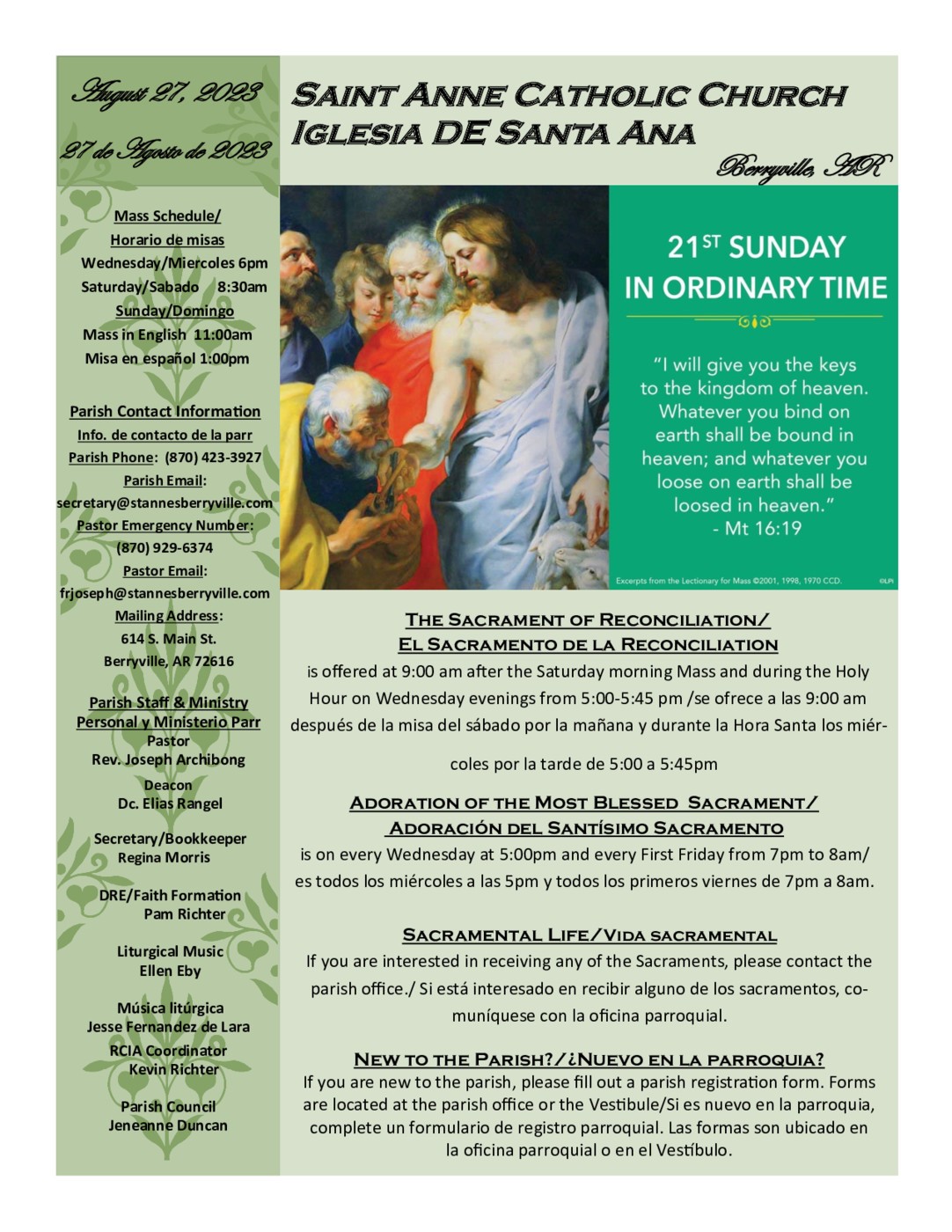 Bulletins St. Anne Catholic Church